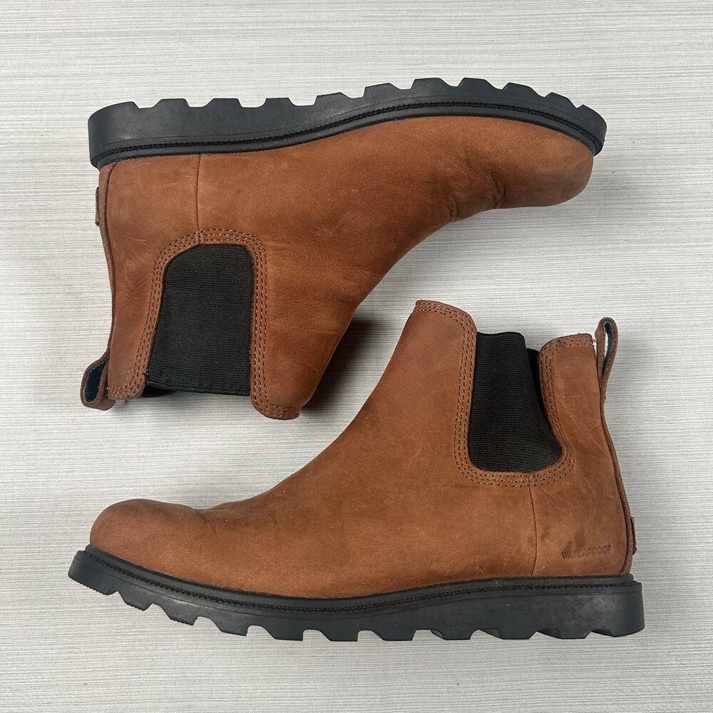 Sorel Ainsley Women’s Size 7 Brown Leather Ankle High Chelsea Boots NL3092-282